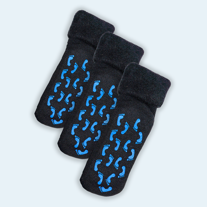 Comfy Non-Slip Bed Socks 3 Pack (Black)